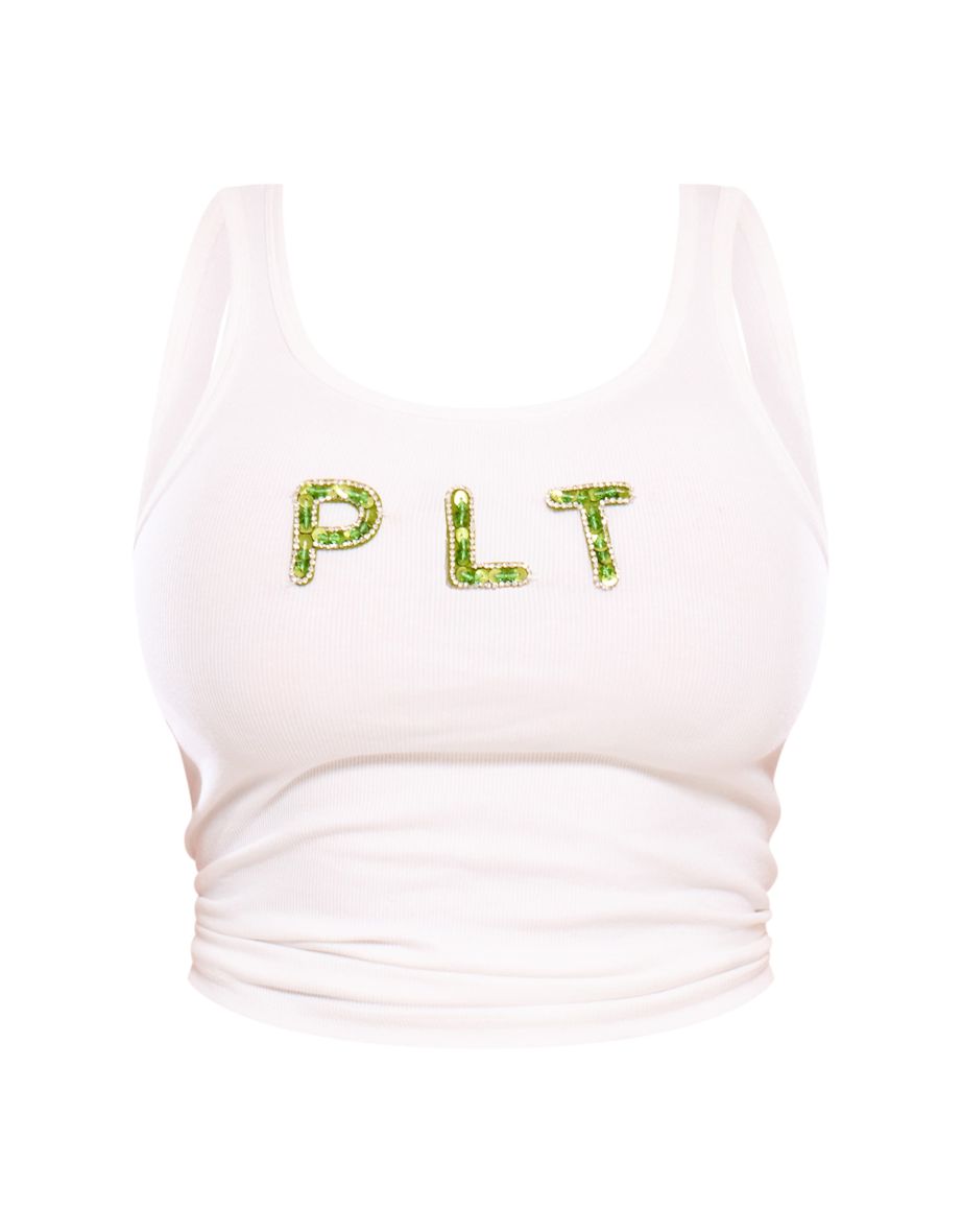 Shape White Plt Sequin Embellished Vest Top - 4