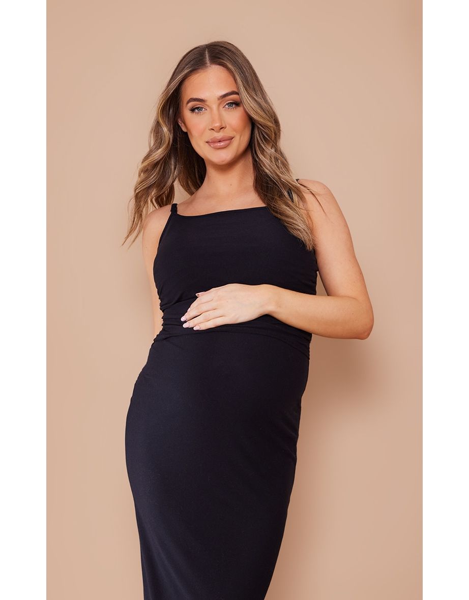Maternity Black Strappy Crop Top