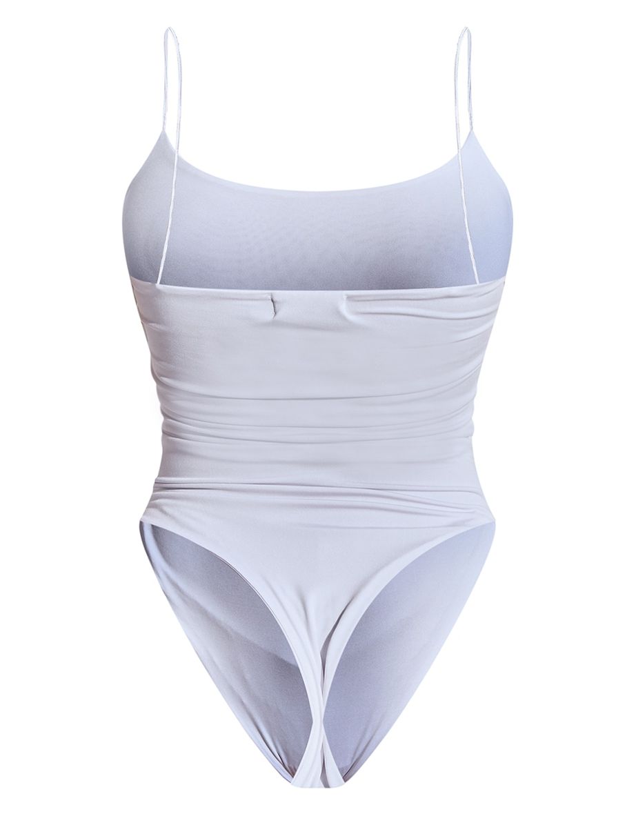 Shape White Slinky Spaghetti Strap Bodysuit - 5