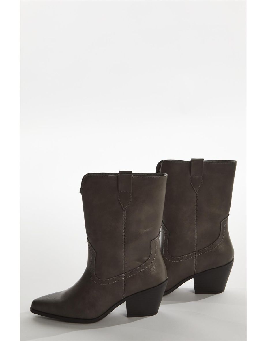 Washed-grey Cowboy Ankle-Boots - 3