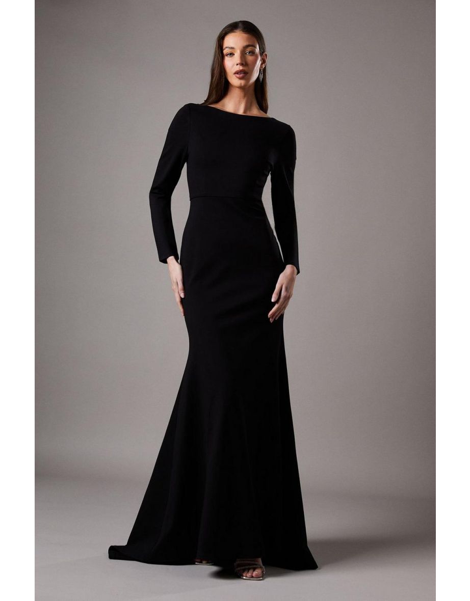 Slash Neck Black Maxi Dress