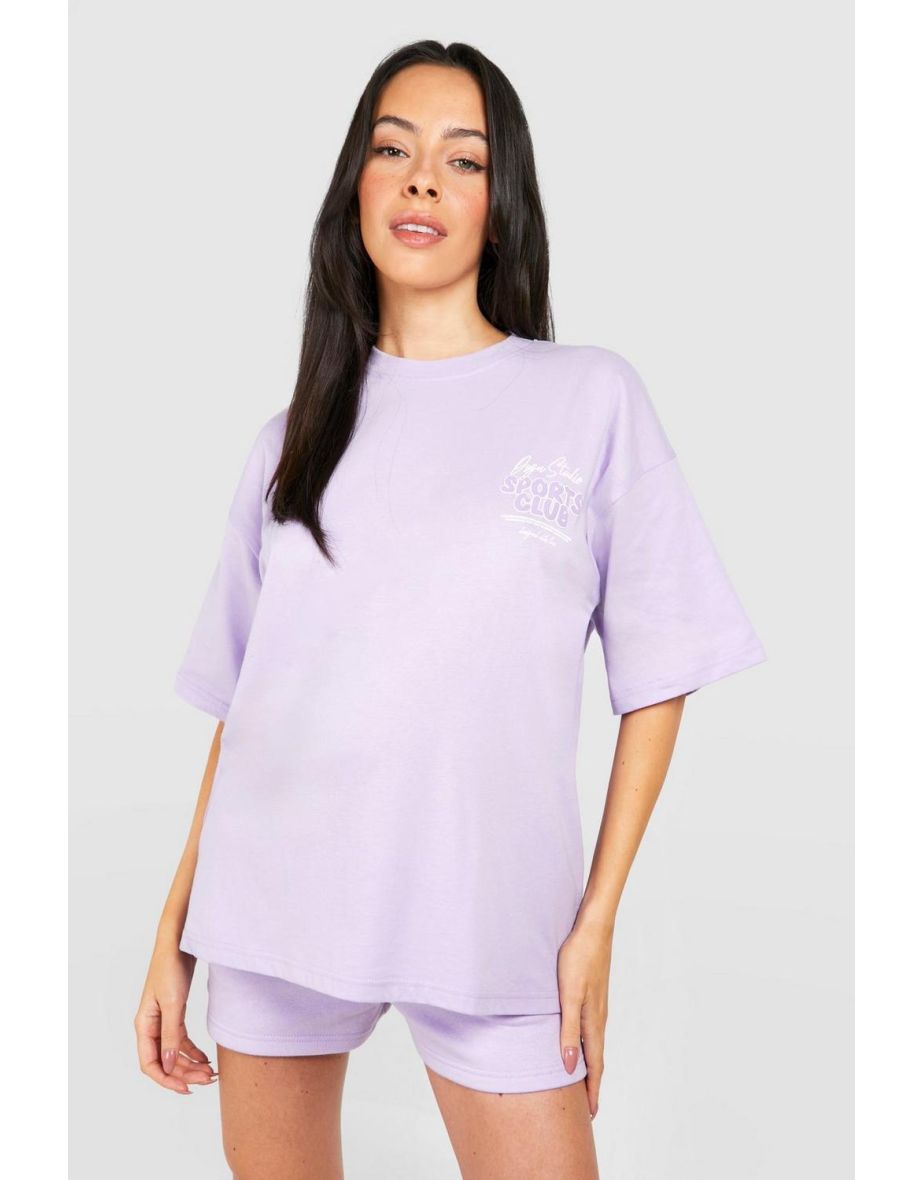 Maternity Sports Club T-shirt And Short Tracksuit - lilac
