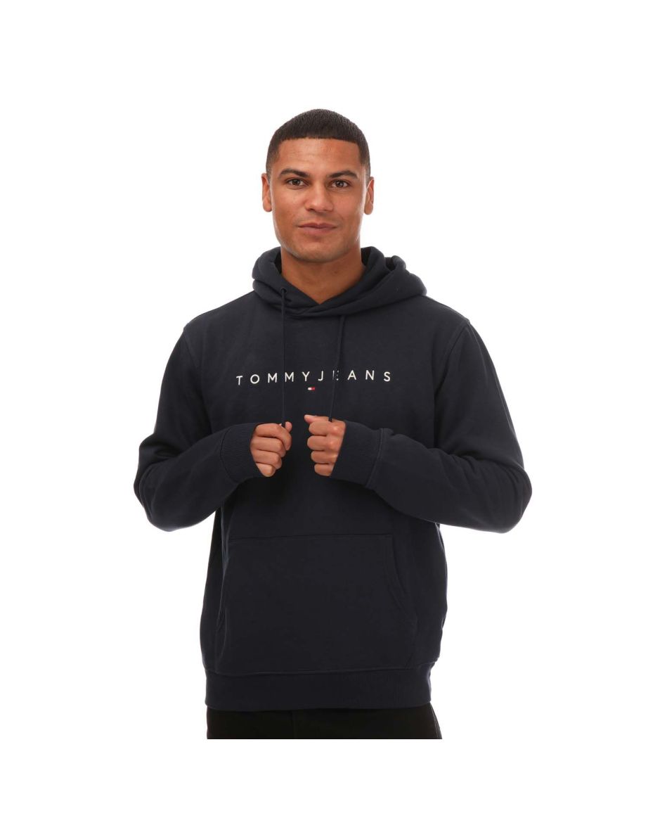 Men's Tommy Hilfiger Tommy Jeans Linear Logo Hoodie in Blue