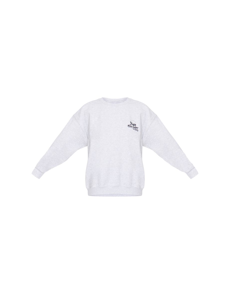 Ash Grey Yoga And Shine Oversized Long Sleeve Sweatshirt - 4