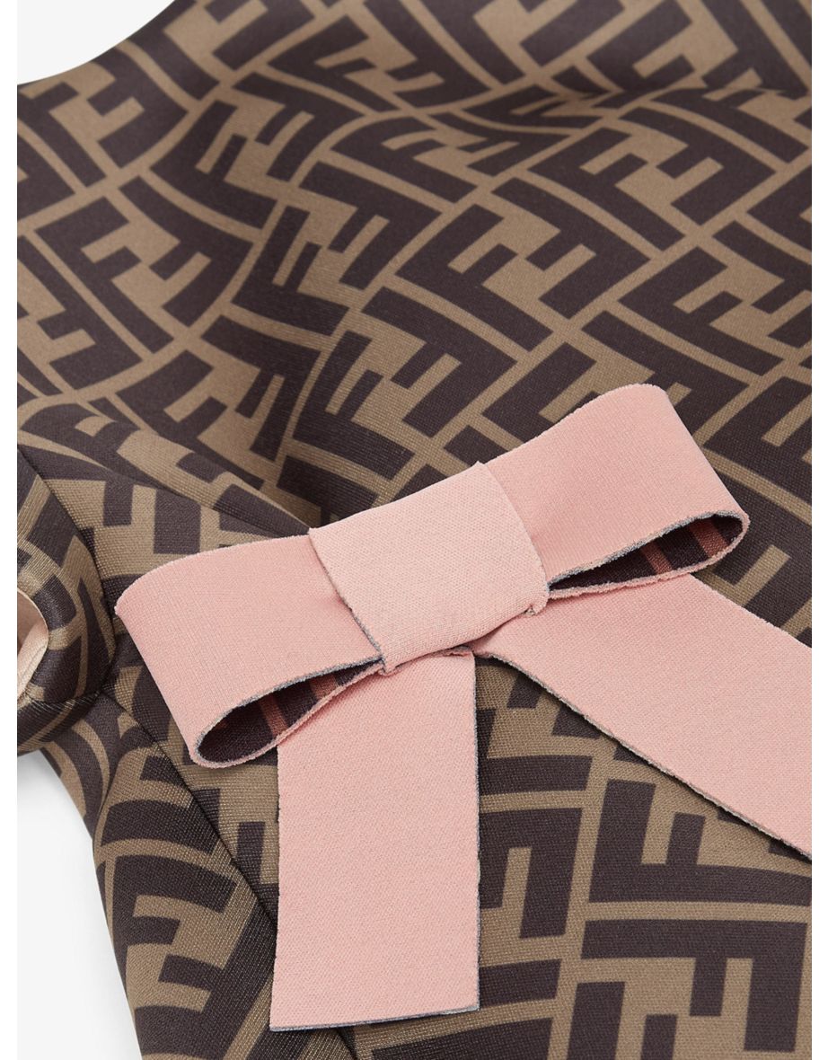 Girls Neoprene FF Logo Dress in Brown - 3