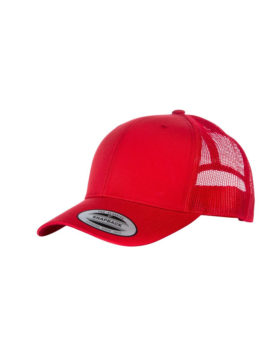 Yupoong Flexfit Retro Snapback Trucker Cap - Red/Red