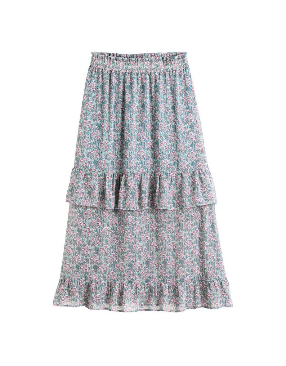 A-Line Maxi Skirt with Floral Prints - 4
