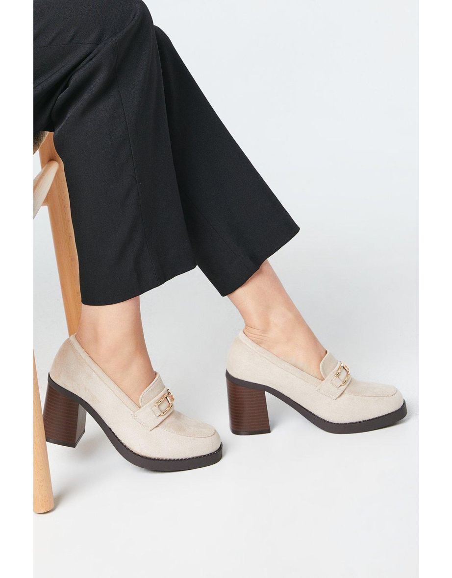 Benita snaffle Detail Block Heeled Loafer