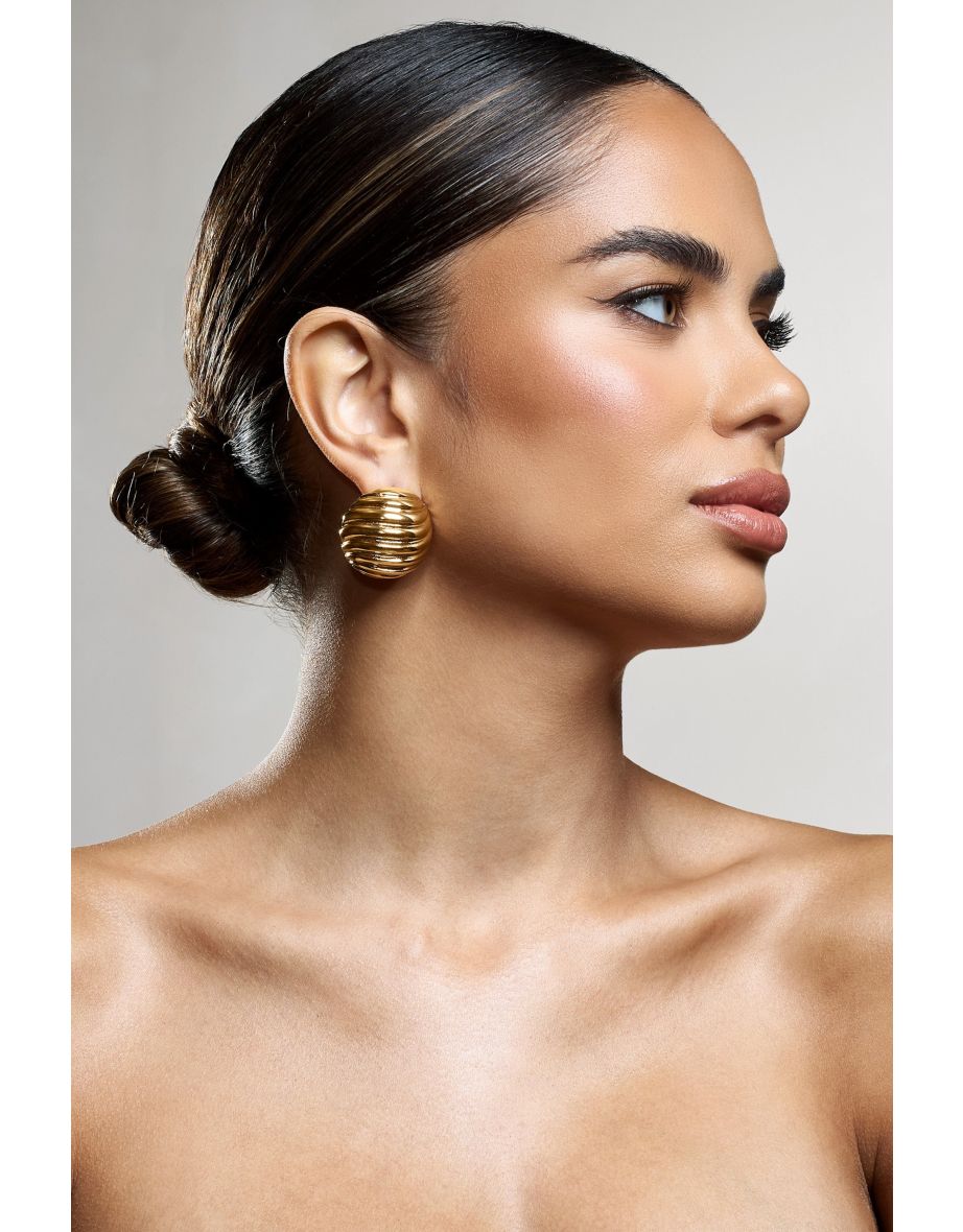 Cosette | Gold Ribbed Circle Statement Earrings
