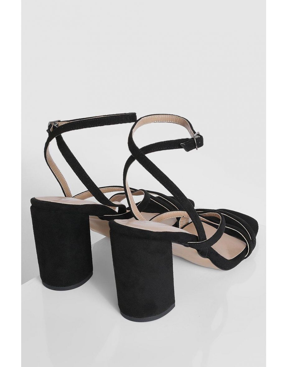 Crossover Strap 2 Part Block Heel Sandal - black - 3