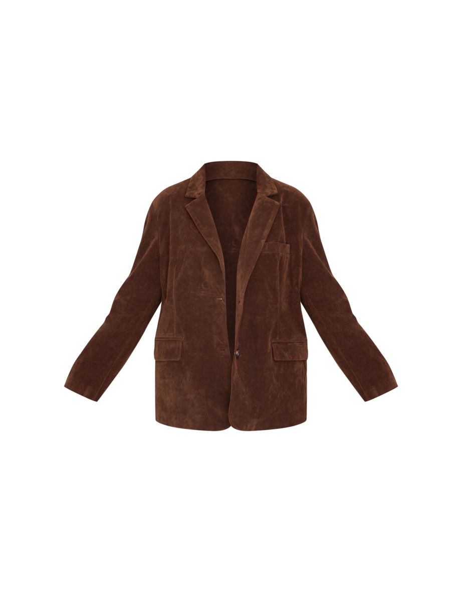 Plus Chocolate Faux Suede Longline Jacket - 4