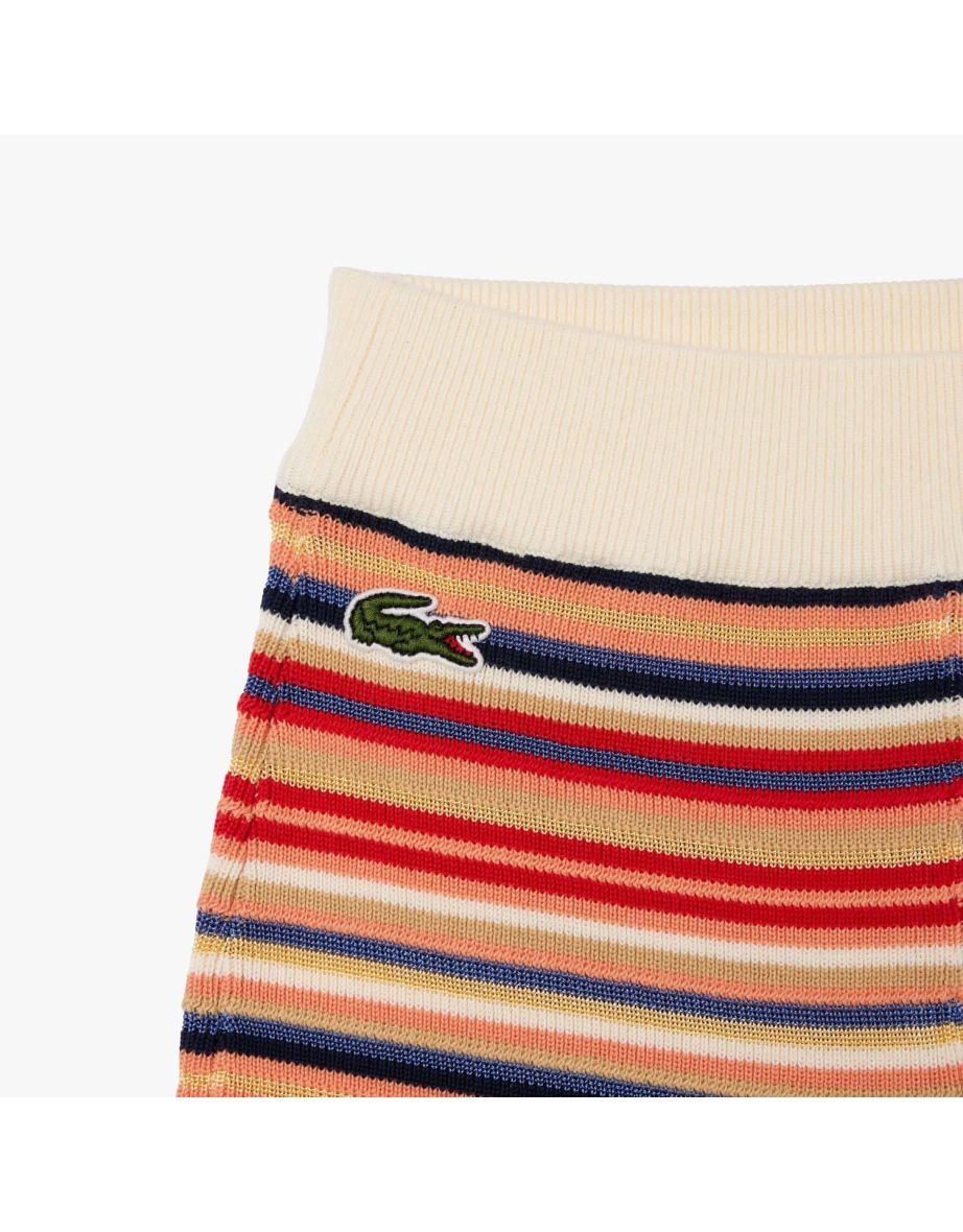 Women's Lacoste Contrast Waist Striped Cotton Shorts in other - 3