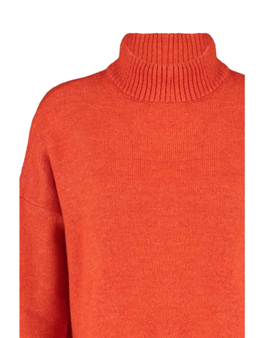 Orange Wide Fit Soft Textured Stand Collar Knitwear Sweater - 7