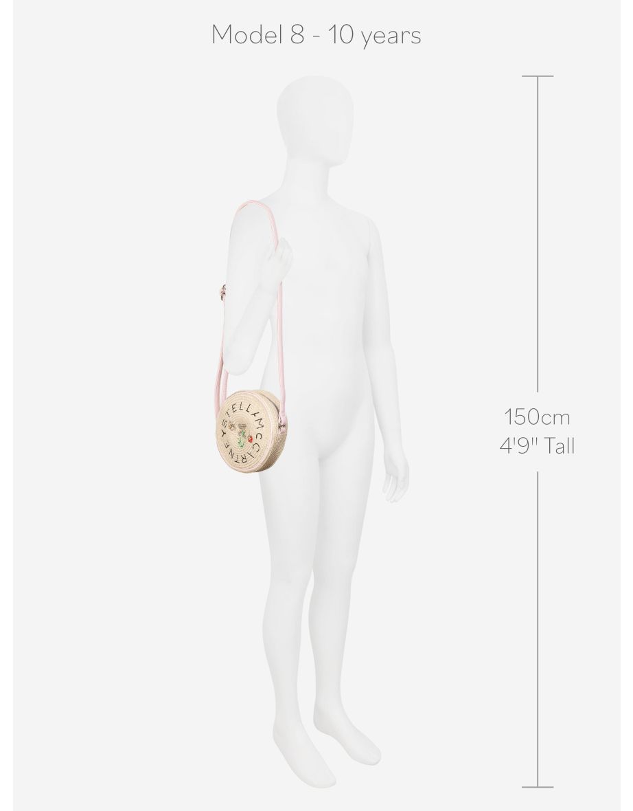 Girls Straw Round Shoulder Bag in Beige (16cm) - 5