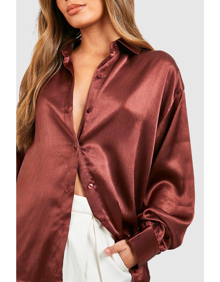 Textured Satin Oversized Shirt - 3