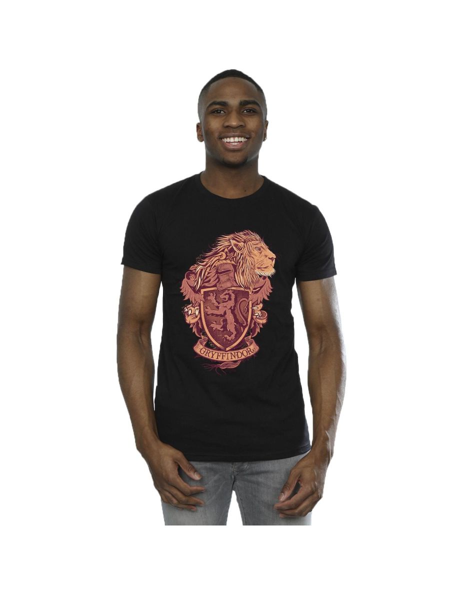 Harry Potter Mens Gryffindor Sketch Crest T-Shirt - Black