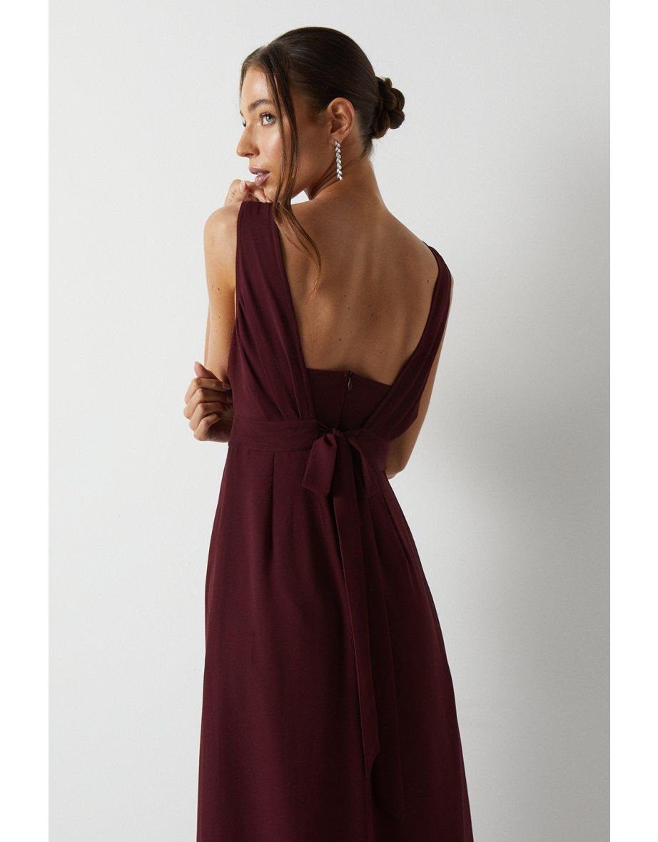 Pleat Detail Wrap Column Bridesmaids Maxi Dress - 3
