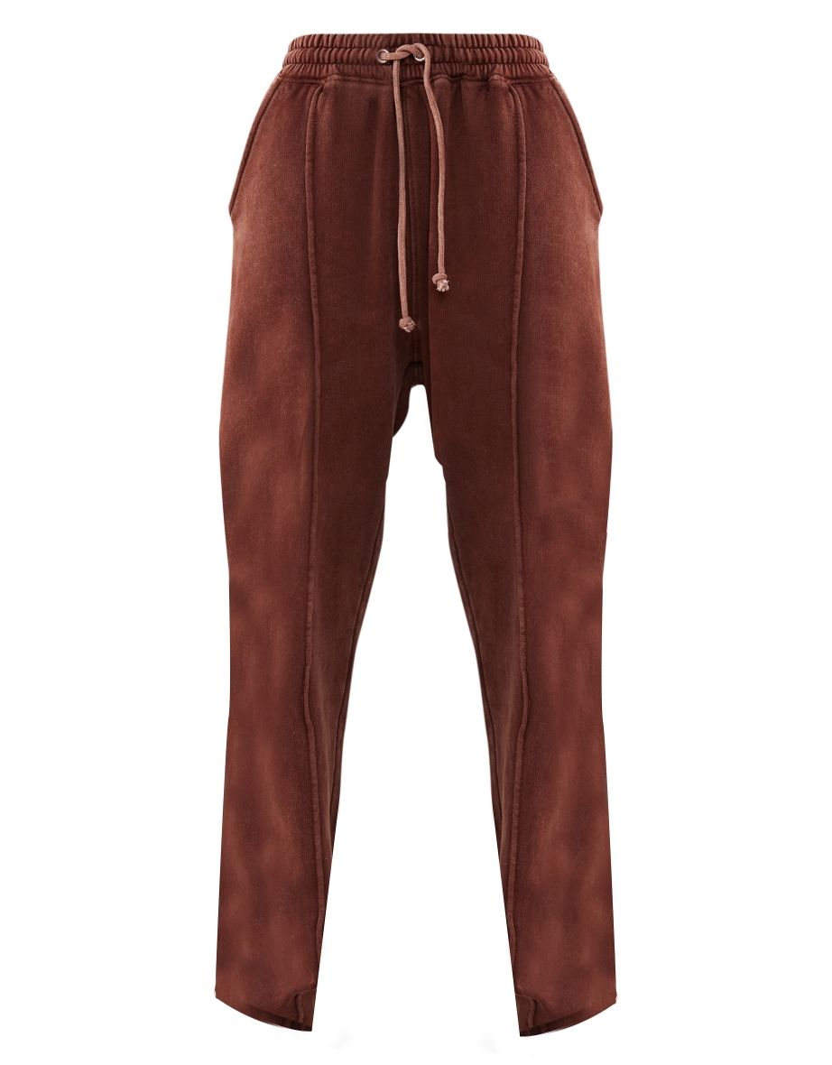Mocha Brown Washed Pintuck Straight Leg Joggers - 4