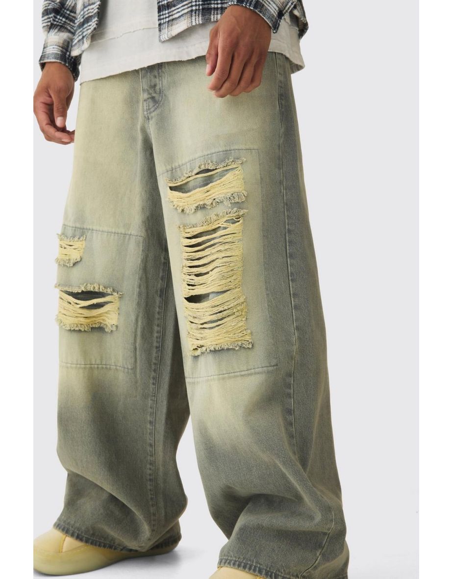 Extreme Baggy Rigid Box Ripped Jeans - green - 2