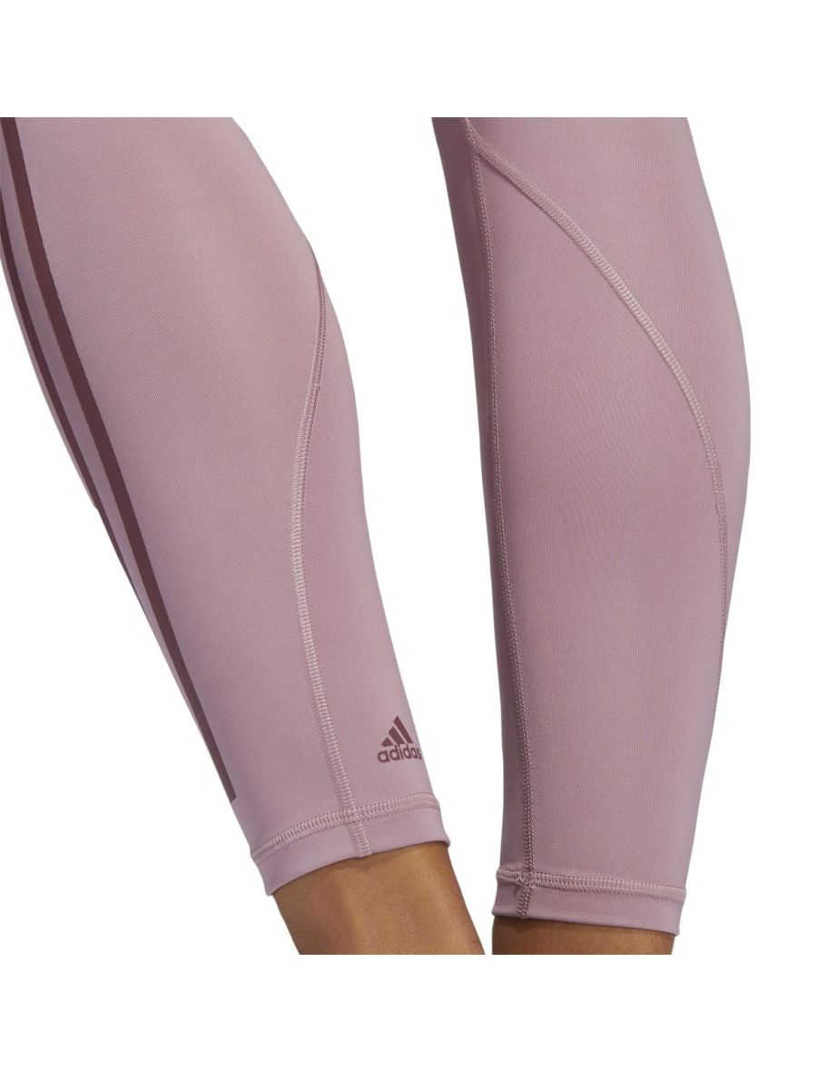 Women's adidas Optime TrainIcons 3-Stripes 7/8 Leggings in Purple - 6