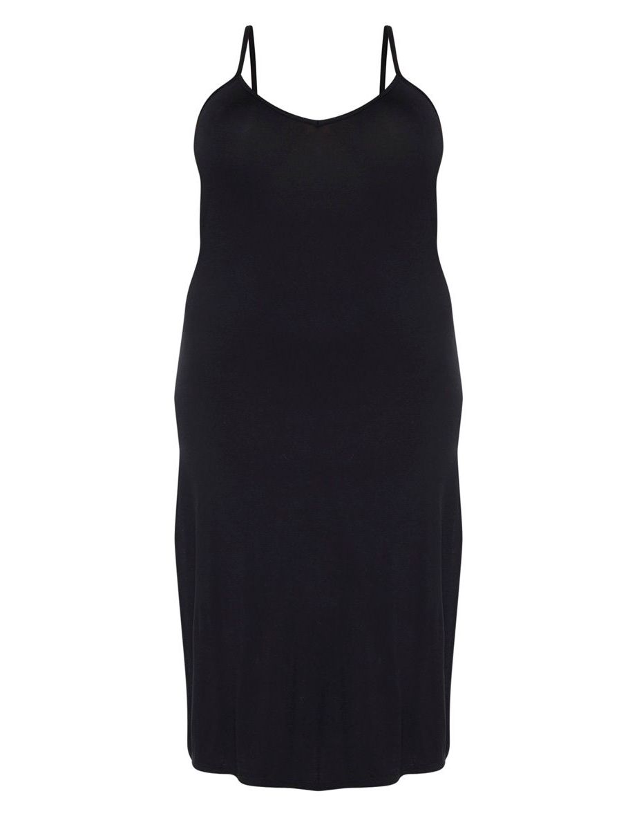 Plus Black Jersey Split Midi Dress - 4