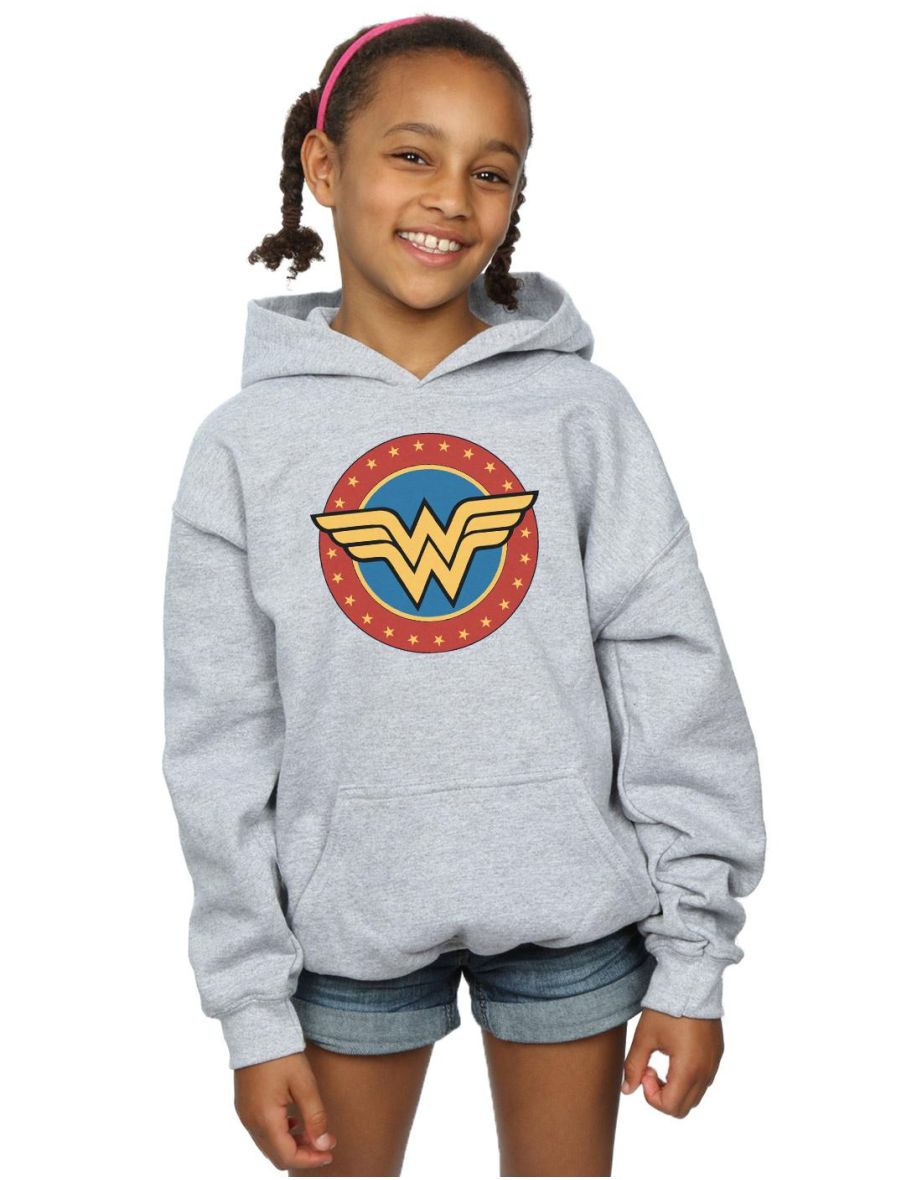 Wonder Woman Girls Logo Hoodie - Sports Grey