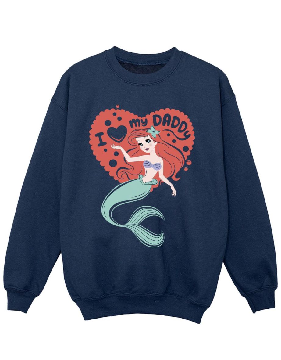Disney Girls The Little Mermaid Love Daddy Sweatshirt - Navy Blue