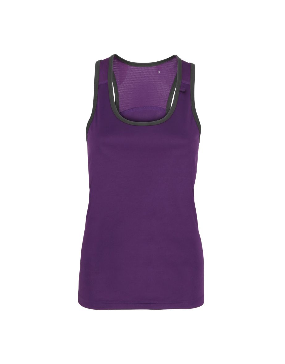Tri Dri Womens/Ladies Panelled Fitness Sleeveless Vest - Purple /Charcoal - 1