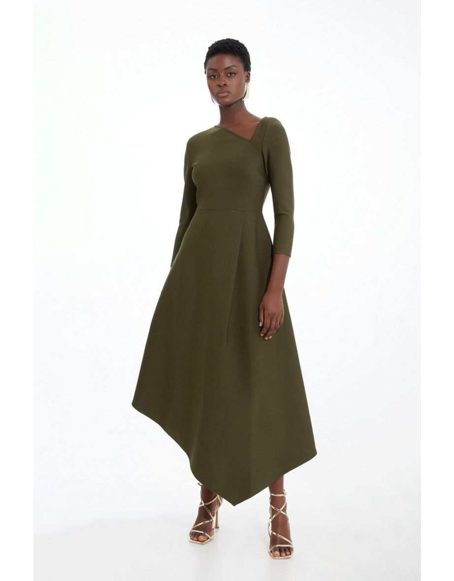 Figure Form Bandage Asymmetric Hem Knit Maxi Dress