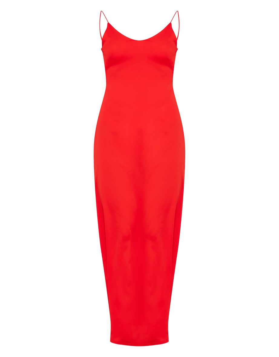 Red Woven Cami Backless Maxi Dress - 4