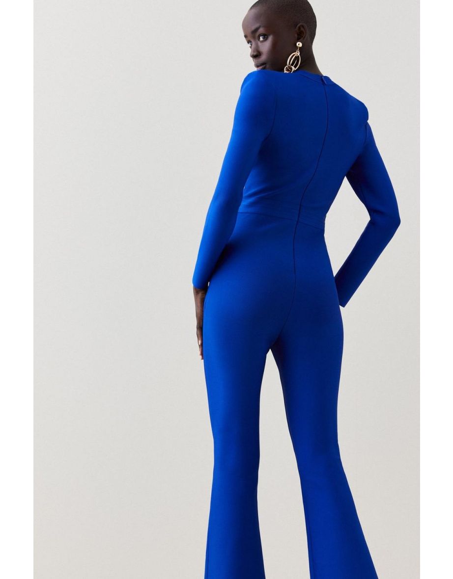 Bandage Long Sleeve Knitted Jumpsuit - 2