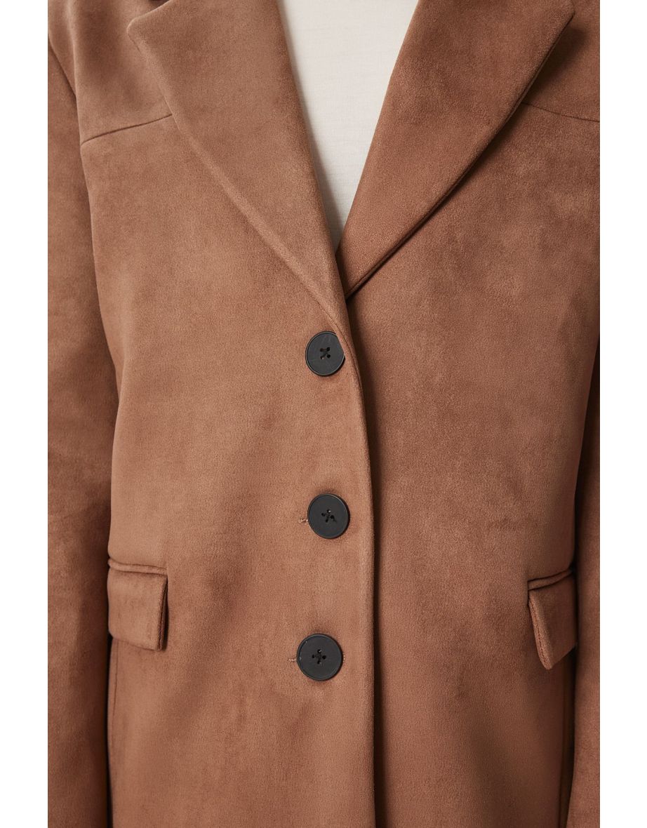 Women's Mink Premium Suede Blazer Jacket - 5
