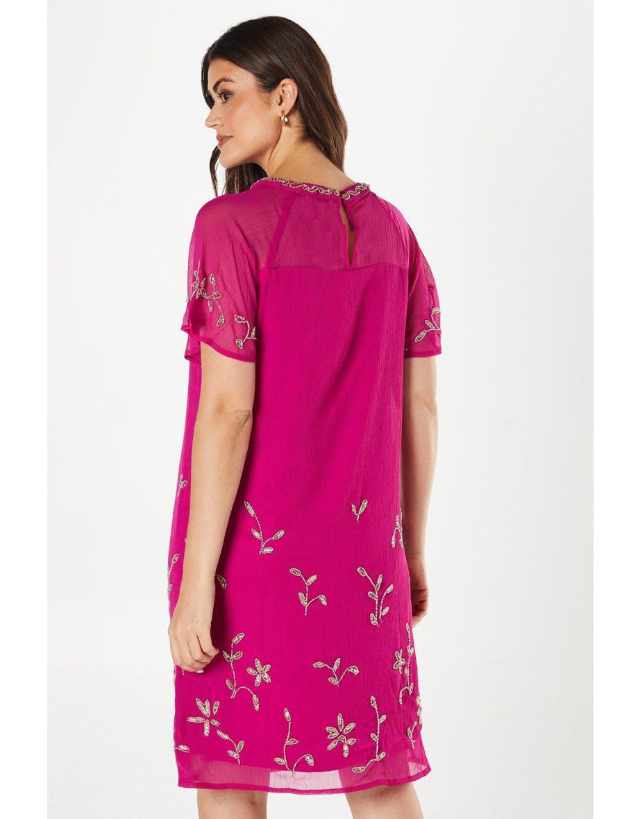 Tall Embellished Short Sleeve Shift Dress - 3