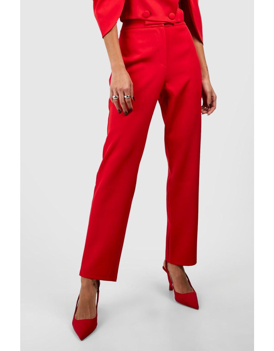 Slim Fit Ankle Grazer Tailored Trousers - red - 3