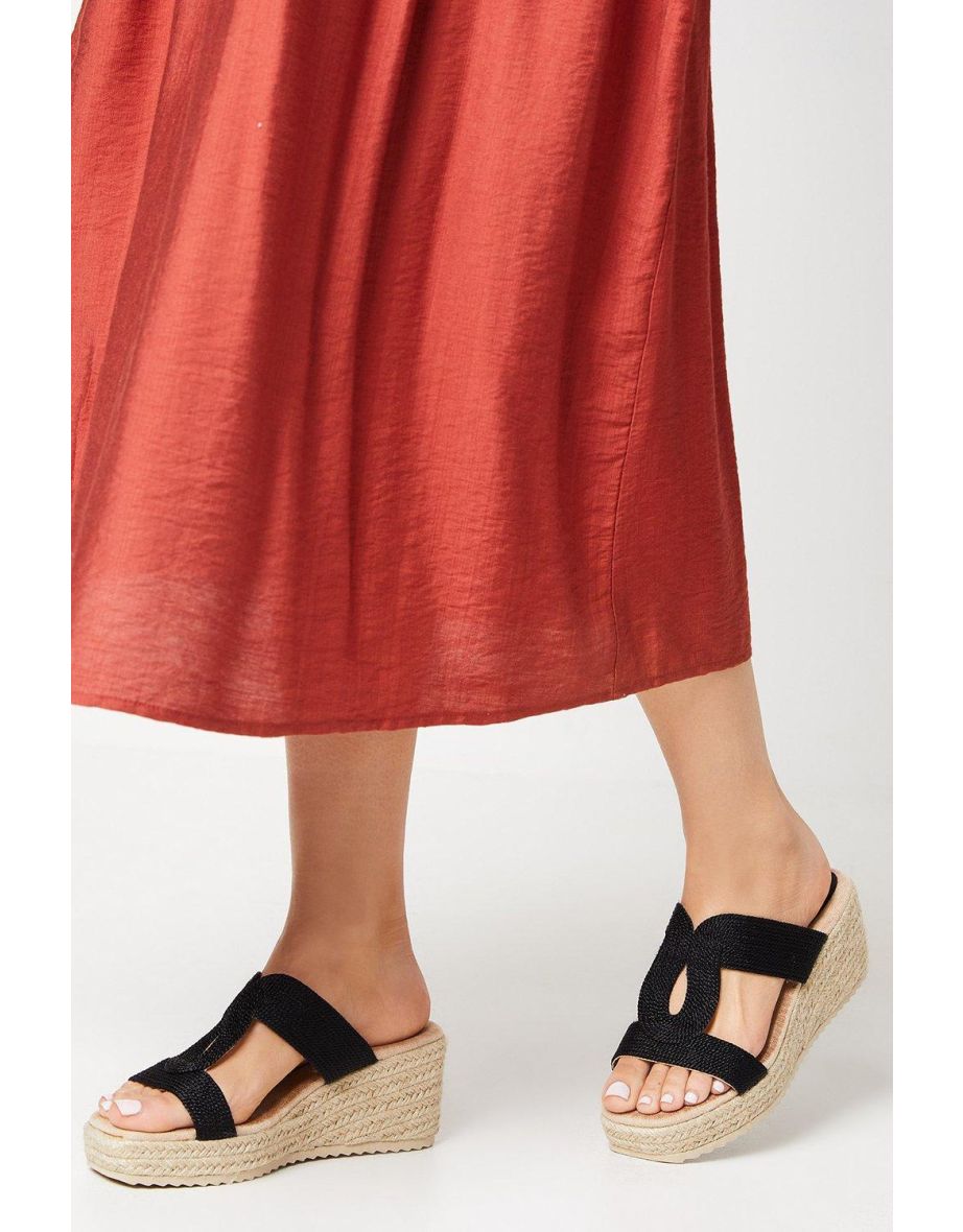 Rona Comfort Rope Detail Espadrille Medium Wedge Mules