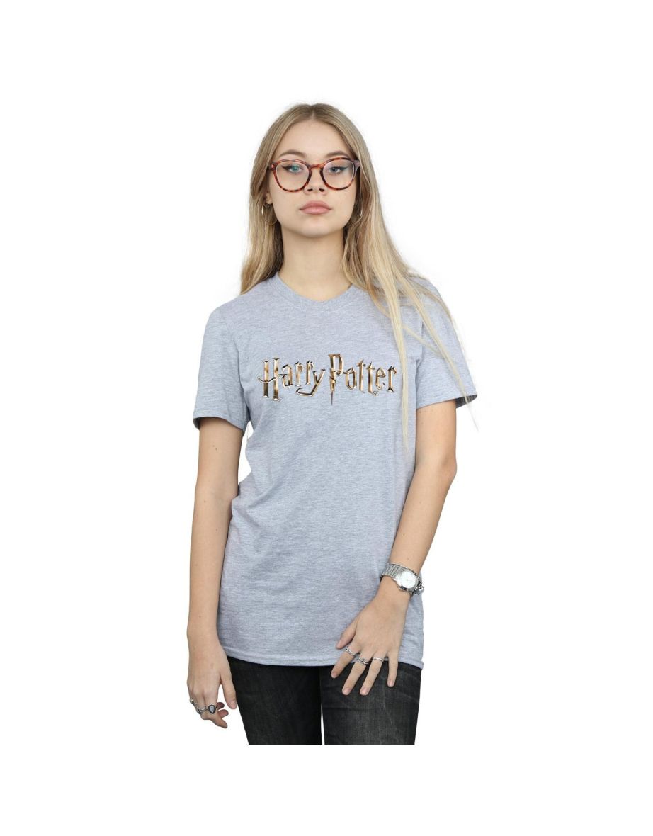 Harry Potter Womens/Ladies Full Colour Logo Cotton Boyfriend T-Shirt - Sports Grey