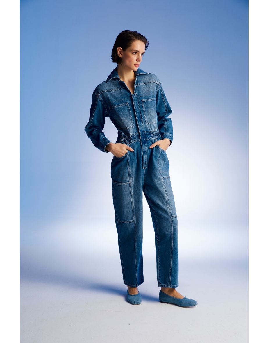 Jean Cargo Jumpsuit