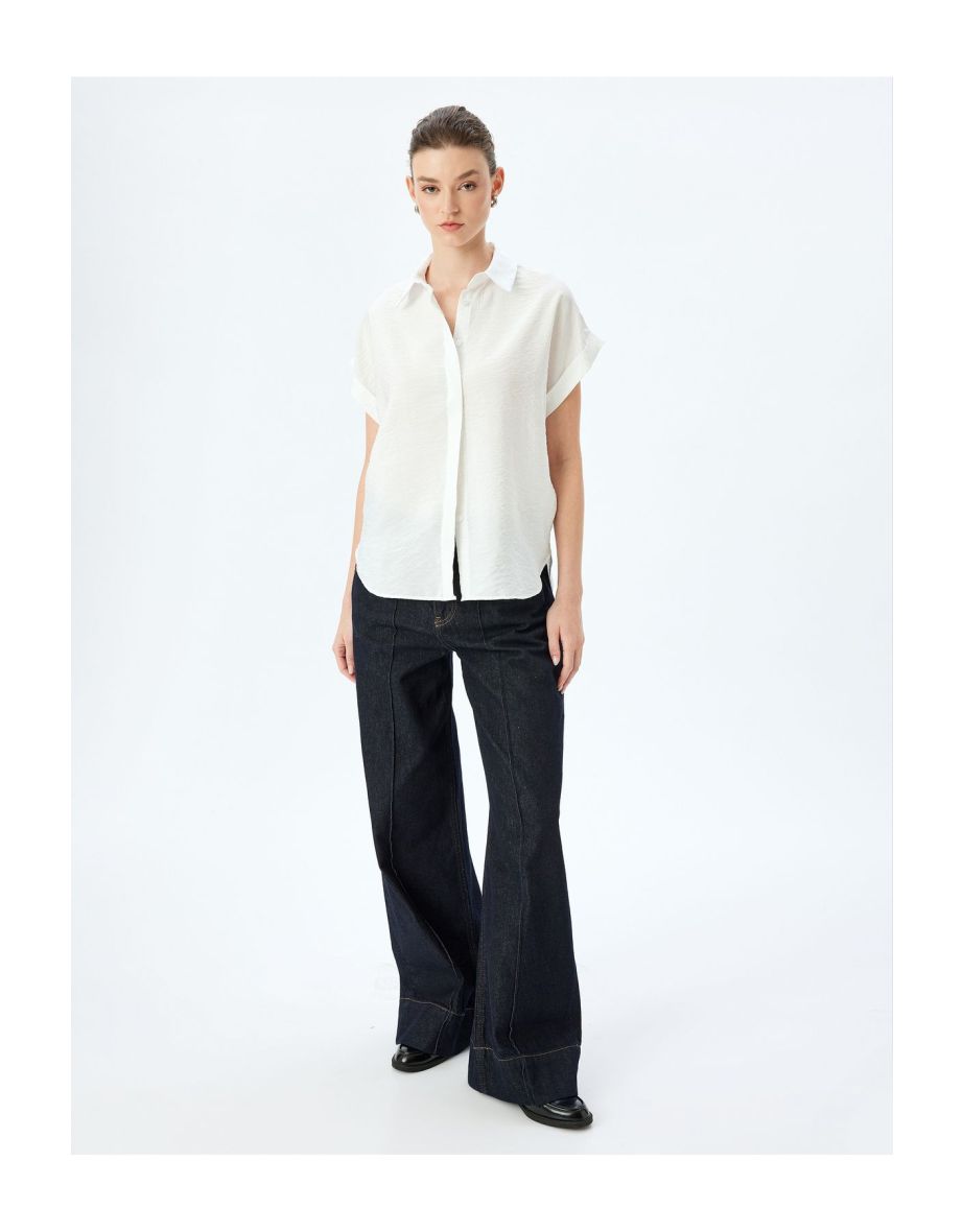 Viscose Fabric Classic Lapel Short Sleeve Shirt