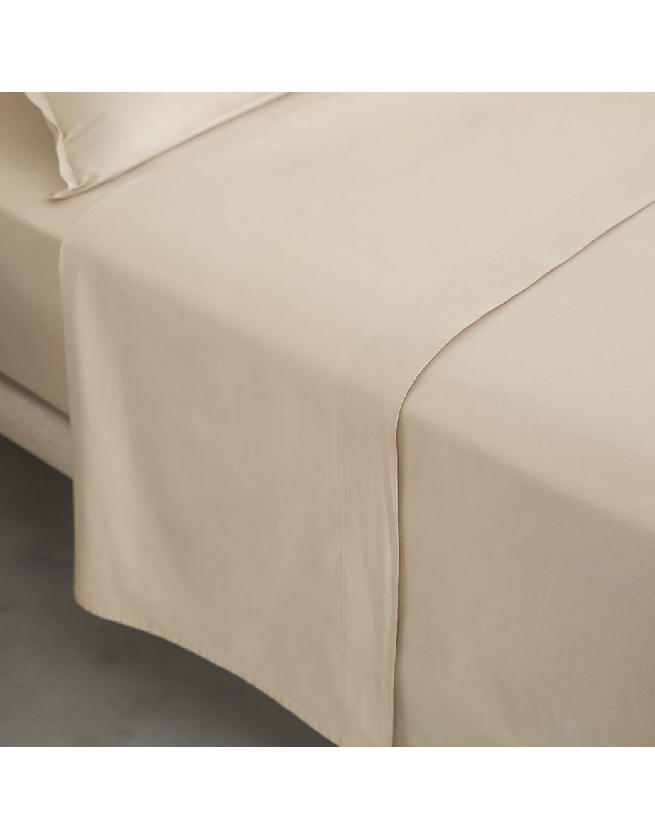 Sabbal Washed Cotton Percale Flat Sheet - 1