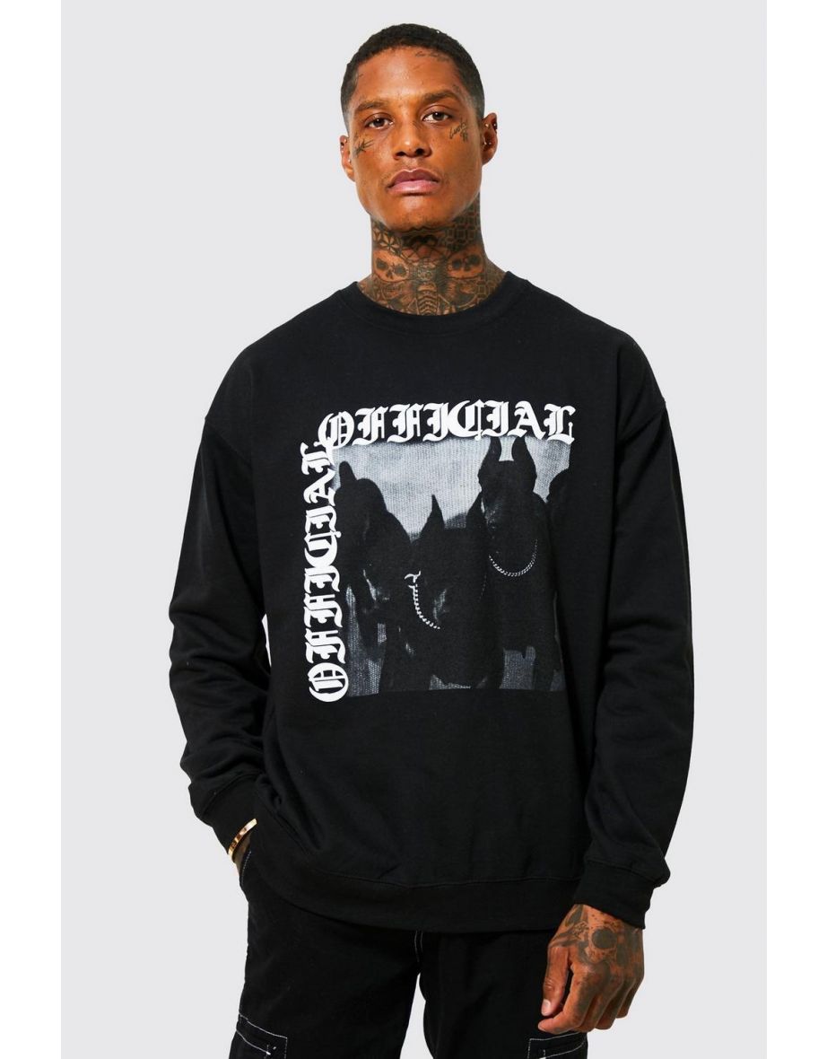 Oversized Official Dog Graphic Sweatshirt - black