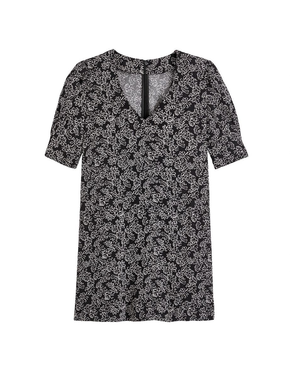 Recycled Floral Mini Dress with V-Neck and Short Sleeves - 4