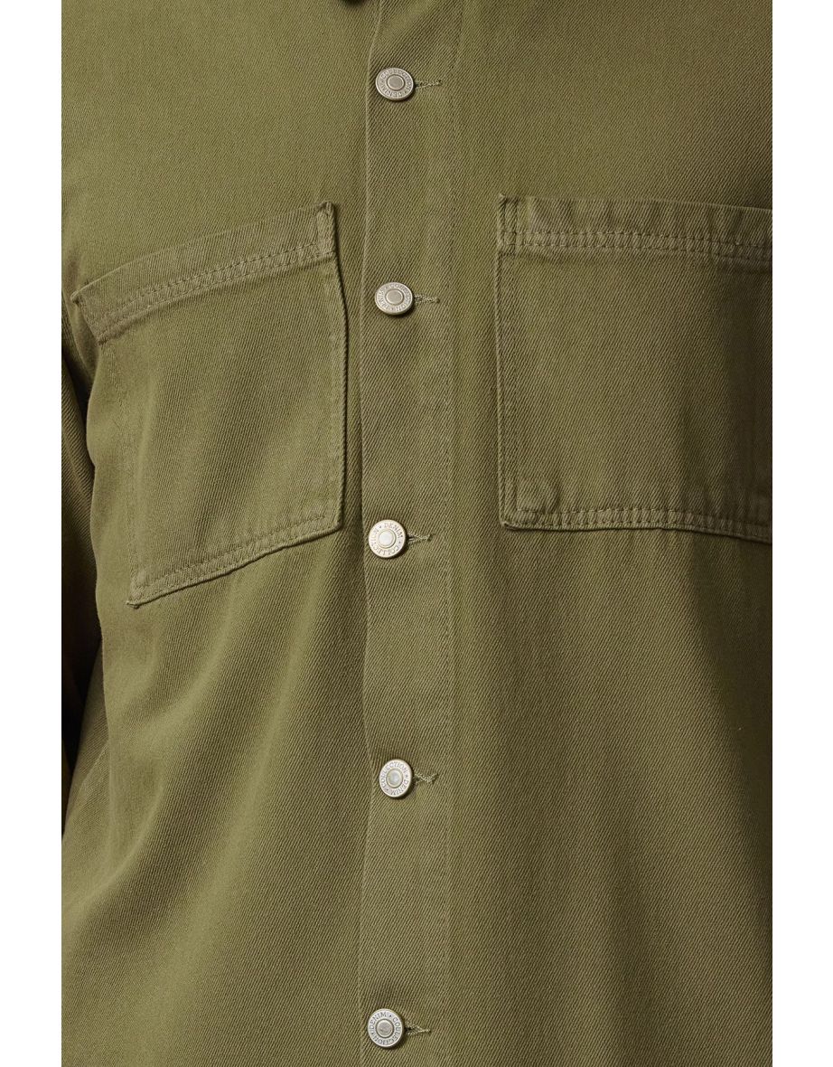 Khaki Regular Fit Double Pocket Denim Jacket - 6