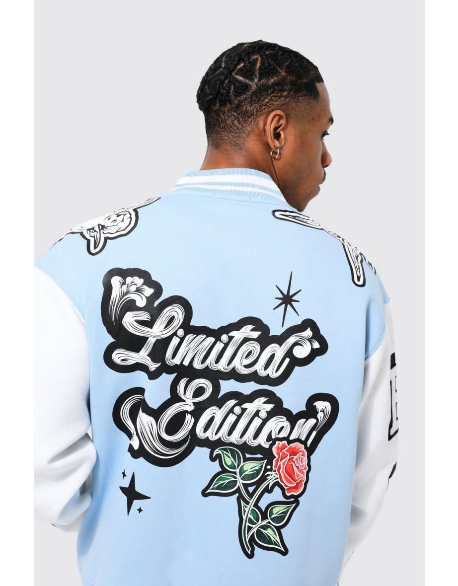 Oversized Limited Jersey Varsity Jacket - pastel blue - 2