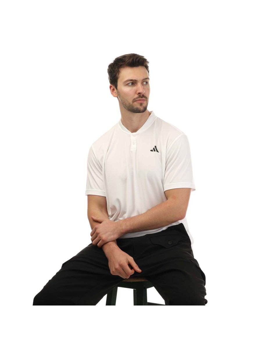 Men's adidas Club Tennis Henley Polo in White - 3