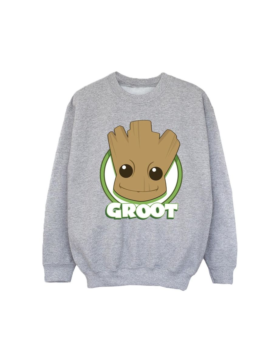 Guardians Of The Galaxy Girls Groot Badge Sweatshirt - Sports Grey