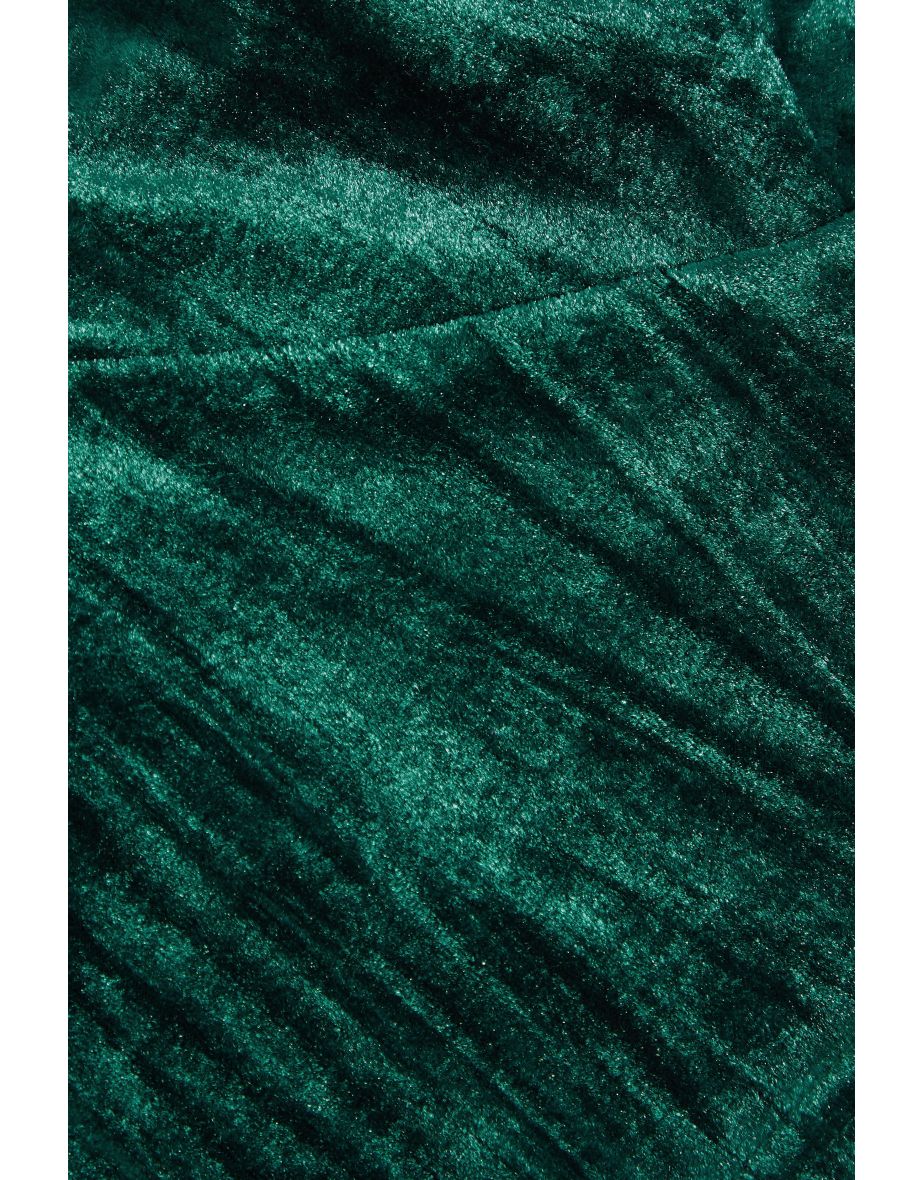 Bottle Green Crushed Velvet Crop Top - 5