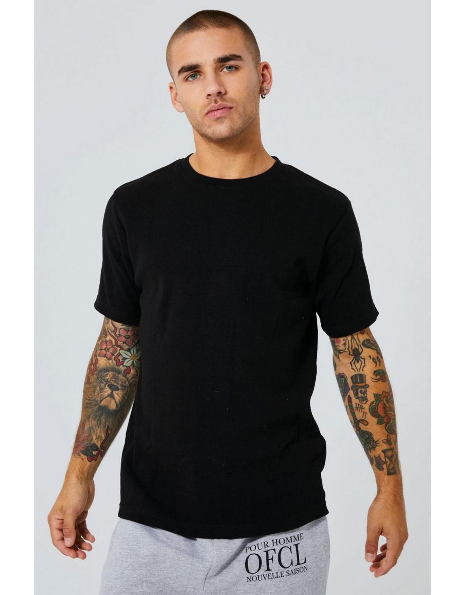 Slim Fit Ribbed T-shirt - black