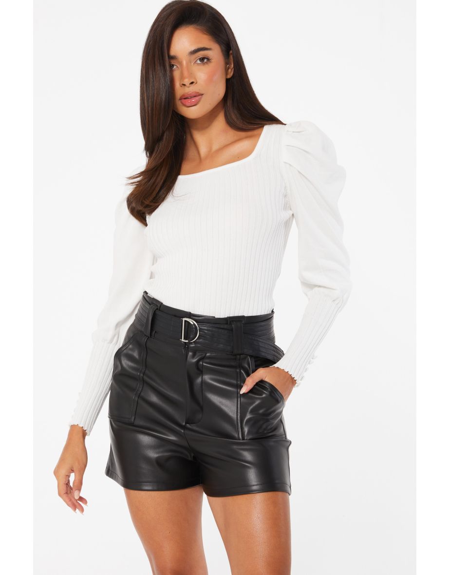 Cream Light Knit Puff Sleeve Jumper