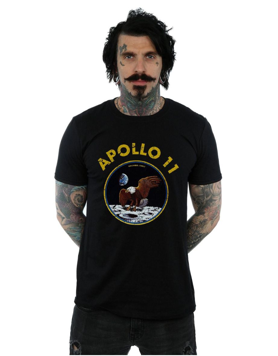NASA Mens Classic Apollo 11 Cotton T-Shirt - Black