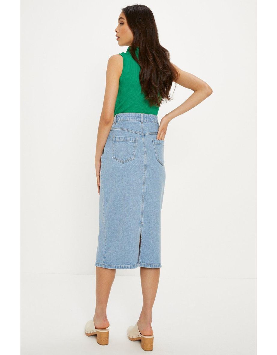 Midi Straight Denim Skirt - 2